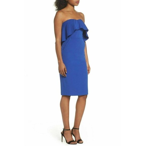Chelsea28 Womens Blue Ruffle Strapless Dress 6 - Picture 2 of 6